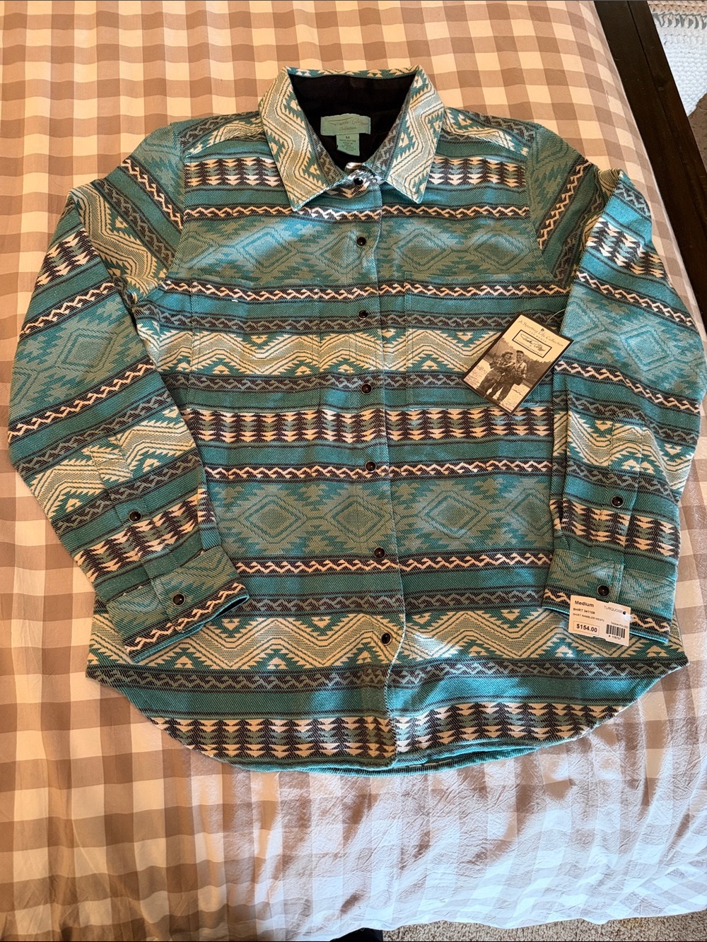 Tasha Polizzi Teal Southwestern-Pattern Button Down Shirt